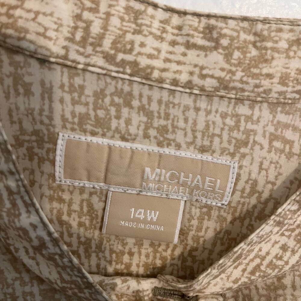 Michael Kors Blouse Womens 14W Beige Abstract Office Lightweight Career Wear - Picture 3 of 8